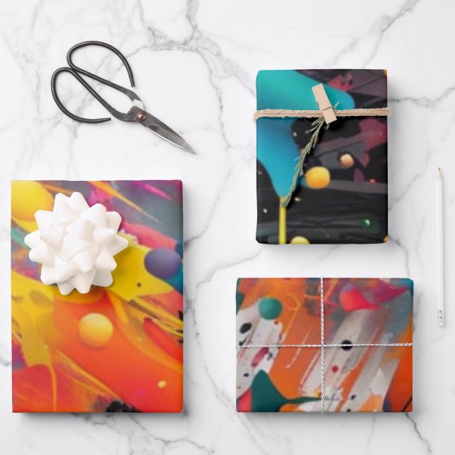 Feuille De Papier Cadeau Vivid Chaos Splash Graffiti (Recto)