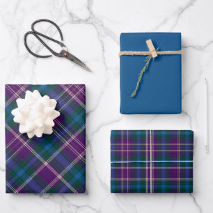 Feuille De Papier Cadeau Vivid violet, vert et bleu plaid