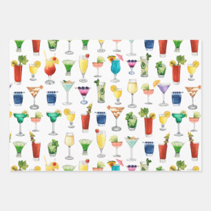 Feuille De Papier Cadeau Vivid Watercolor Cocktail Motif Sac fourre-tout