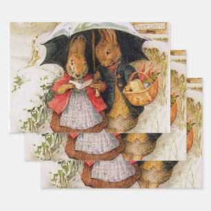 Feuille De Papier Cadeau "voeux de Noël" par Beatrix Potter