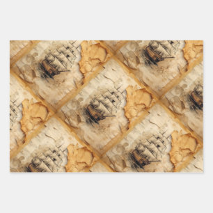 Feuille De Papier Cadeau Voile collage tachée de café