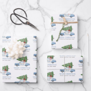 Feuille De Papier Cadeau Voiture d'arbre de Noël d'agent de police moderne