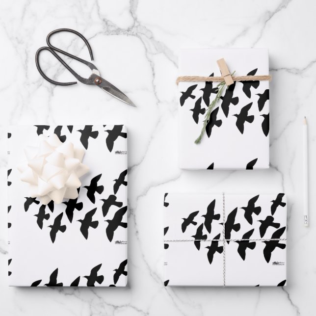 Feuille De Papier Cadeau Vol de pigeons (Recto)