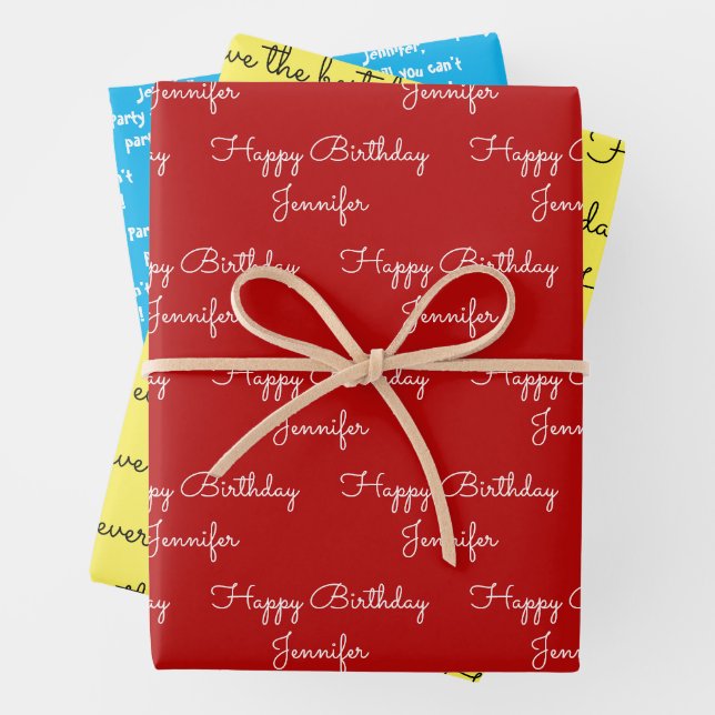 Feuille De Papier Cadeau Vos mots avec son nom Anniversaire 3 Cadeau (En situation)