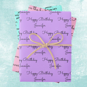 Feuille De Papier Cadeau Vos mots avec son nom Anniversaire Cadeau
