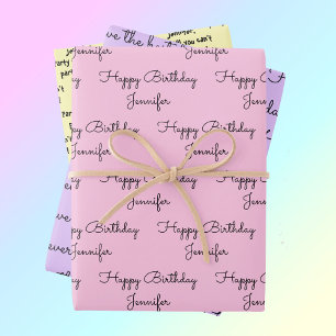 Feuille De Papier Cadeau Vos mots avec son nom Birthday Gift Wrapper Pa