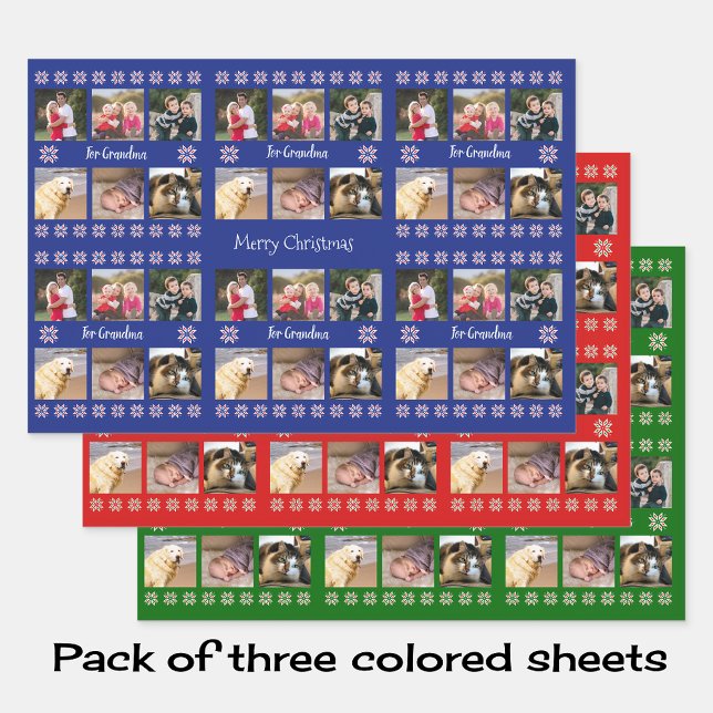 Feuille De Papier Cadeau Vos photos texte personnalisé noël (Créateur téléchargé)