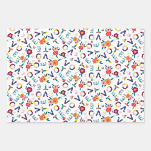 Feuille De Papier Cadeau Vote Whimsical Floral Activiste Blue Yellow Pink