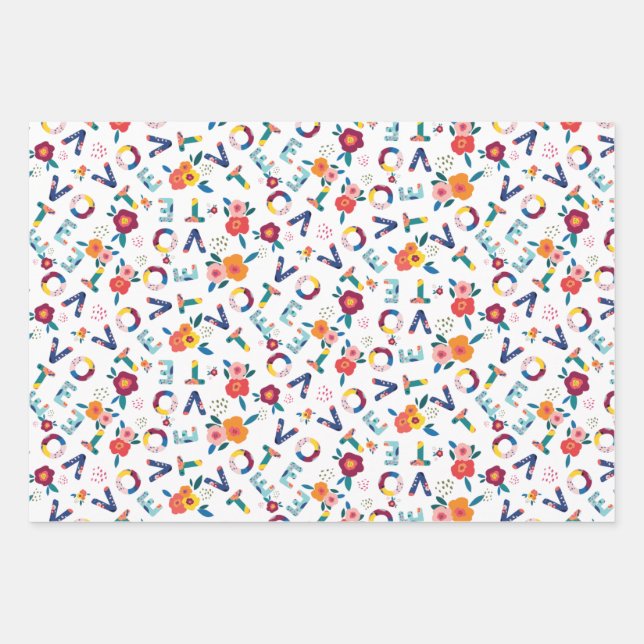 Feuille De Papier Cadeau Vote Whimsical Floral Activiste Blue Yellow Pink (Devant)