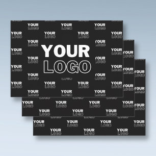Feuille De Papier Cadeau Votre logo et arrière-plan Logo répétitif   Noir