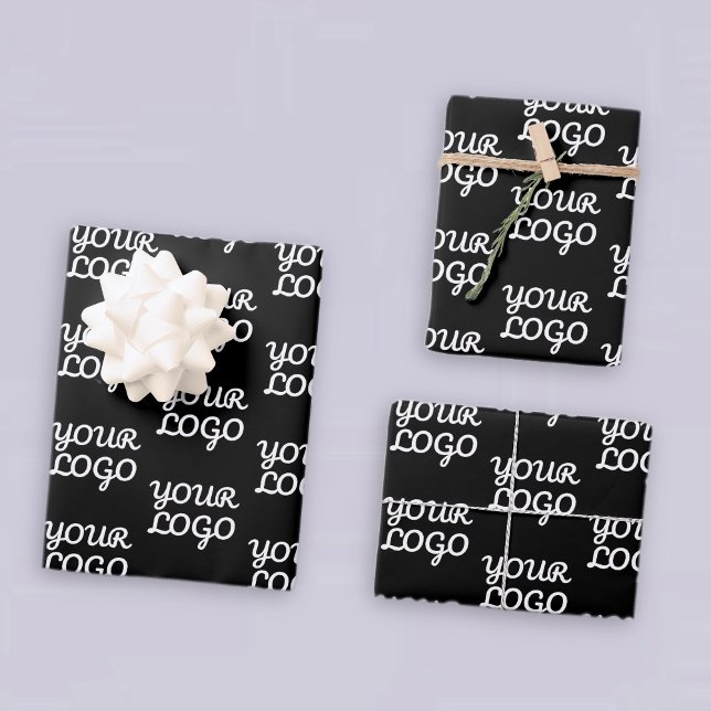 Feuille De Papier Cadeau Votre logo | Motif de logo simple répétitif  (Créateur téléchargé)