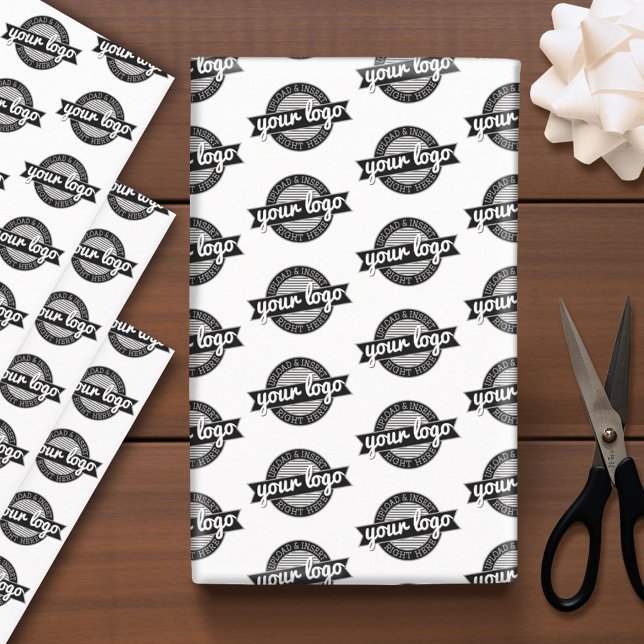 Feuille De Papier Cadeau Votre logo partout - Arrière - plan blanc (Custom Logo Wrapping Paper)
