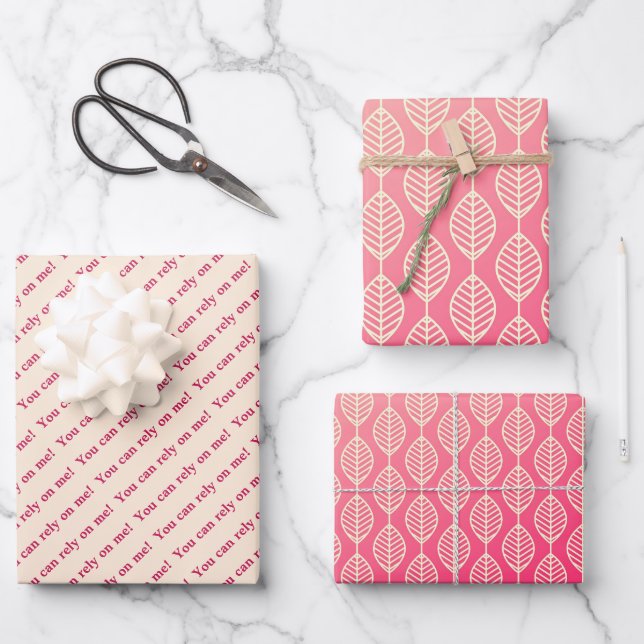 Feuille De Papier Cadeau Vous pouvez compter sur moi, motif minimaliste et  (Recto)