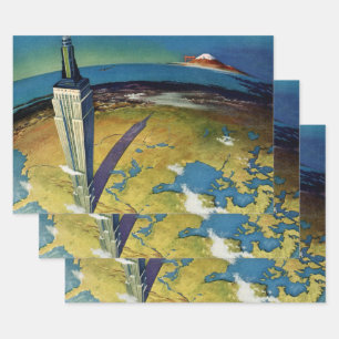 Feuille De Papier Cadeau Voyage Ancien New York City Empire State Building