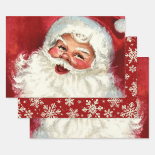Feuille De Papier Cadeau Vue rapprochée vintage de joyeux Père Noël