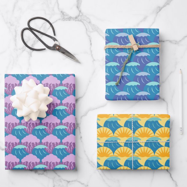 Feuille De Papier Cadeau Waves and Weather (Recto)