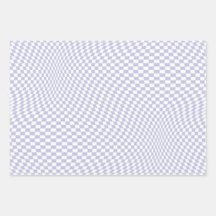 Feuille De Papier Cadeau Wavy À damiers Pastel Purple Checkerboard Motif