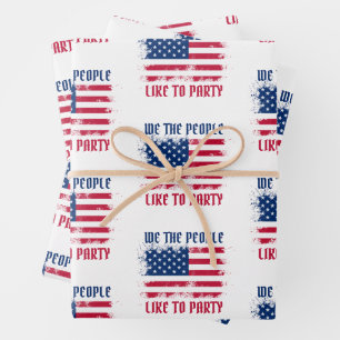Feuille De Papier Cadeau We people Funny Distressed USA Drapeau Juillet 4