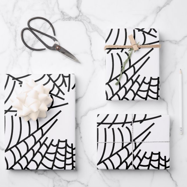 Feuille De Papier Cadeau Web Black and White Spider (Recto)