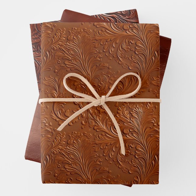 Feuille De Papier Cadeau Western Brown Tan Bohemian Art (En situation)