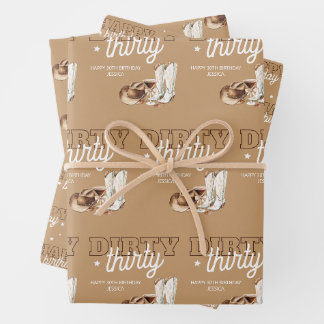Feuille De Papier Cadeau Western Dirty Thirty Cowgirl 30th Birthday Party