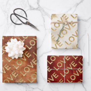 Feuille De Papier Cadeau Western Gold Glitz Love