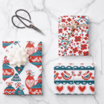 Feuille De Papier Cadeau Whimsical Nordic Christmas Ornamers and Deer<br><div class="desc">Enveloppez vos cadeaux à vos proches avec ce papier d'emballage festif avec 3 modèles de Noël de style nordique différents. 1. Ornements de Noël colorés2. Rennes et fleurs3. Oiseaux et coeurs d'amour lunaires Sélectionnez "Cliquez pour customiser plus loin" pour obtenir la couleur arrière - plan personnalisée ou ajuster la taille...</div>
