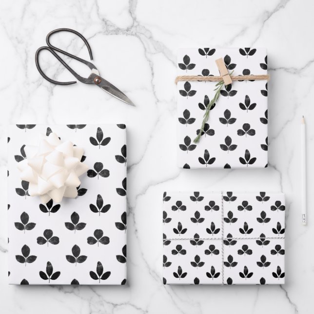 Feuille De Papier Cadeau White And Black Clover (Recto)