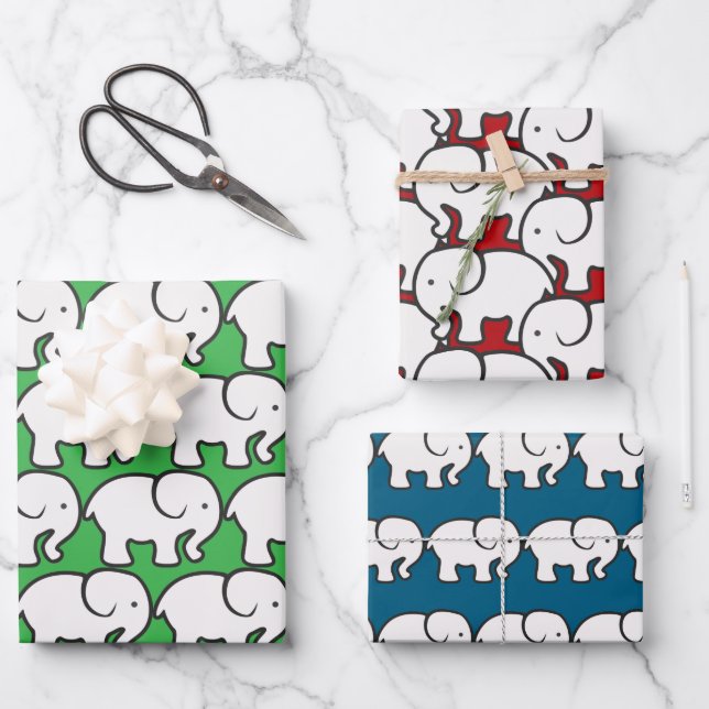 Feuille De Papier Cadeau White Elephant Design Wrapping Paper (Recto)