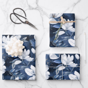 Feuille De Papier Cadeau White Magnolia Motif sur l'arrière - plan de minui