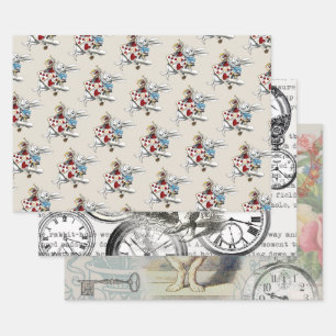 Feuille De Papier Cadeau White Rabbit Alice Wonderland Hearts