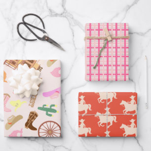 Feuille De Papier Cadeau Wild West avec Cactus Motif Anniversaire de enfant