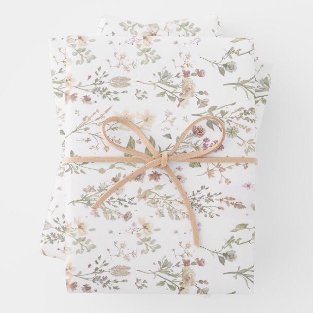 Feuille De Papier Cadeau Wildflower botanical baby shower (En situation)