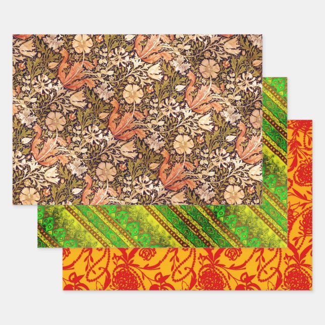 Feuille De Papier Cadeau William Morris, Agra et Paisley Pearls (Lot)