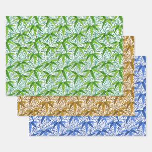 Feuille De Papier Cadeau William Morris Bamboo Imprimer, Vert, Or et Bleu