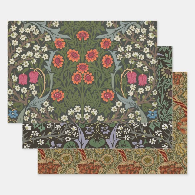 Feuille De Papier Cadeau William Morris Blackthorn Garden Flower Classic (Lot)