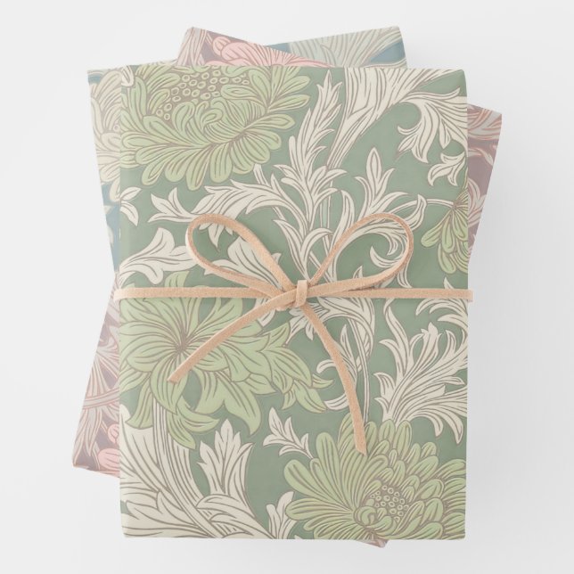 Feuille De Papier Cadeau William Morris Chrysanthemum Motif Enveloppement P (En situation)