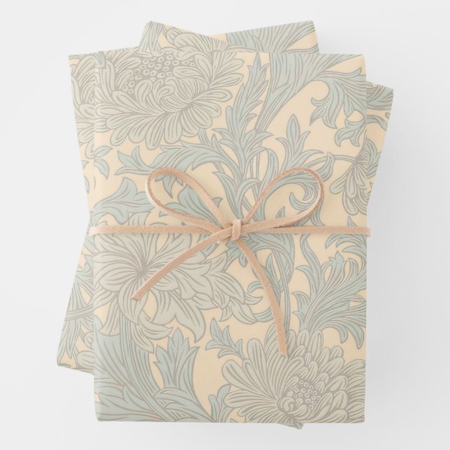 Feuille De Papier Cadeau William Morris Chrysanthemum Motif Enveloppement P (En situation)