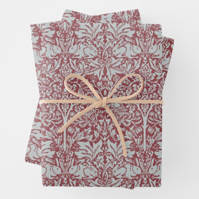 Feuille De Papier Cadeau William Morris, Colombe & Lapin (En situation)