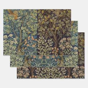 Feuille De Papier Cadeau William Morris Faisan Oiseau Arbre Fleur Bois
