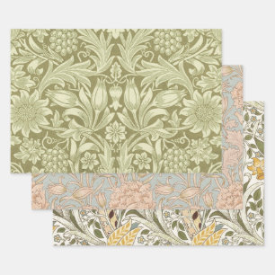Feuille De Papier Cadeau William Morris Fleur verte tournesol