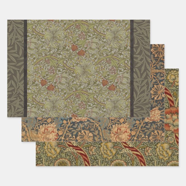 Feuille De Papier Cadeau William Morris Floral Lys willow art design (Lot)