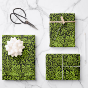 Feuille De Papier Cadeau William Morris Frère Lapin Vert Sauge Noir