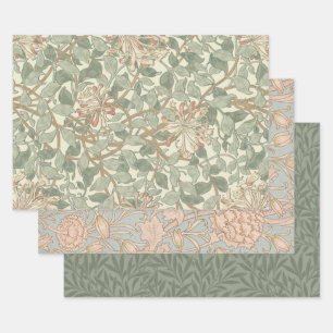 Feuille De Papier Cadeau William Morris Honeysuckle Vert Floral