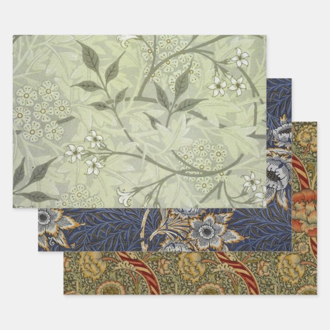 Feuille De Papier Cadeau William Morris Jasmine Botanique (Lot)