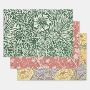 Feuille De Papier Cadeau william morris marigold fleurs vertes