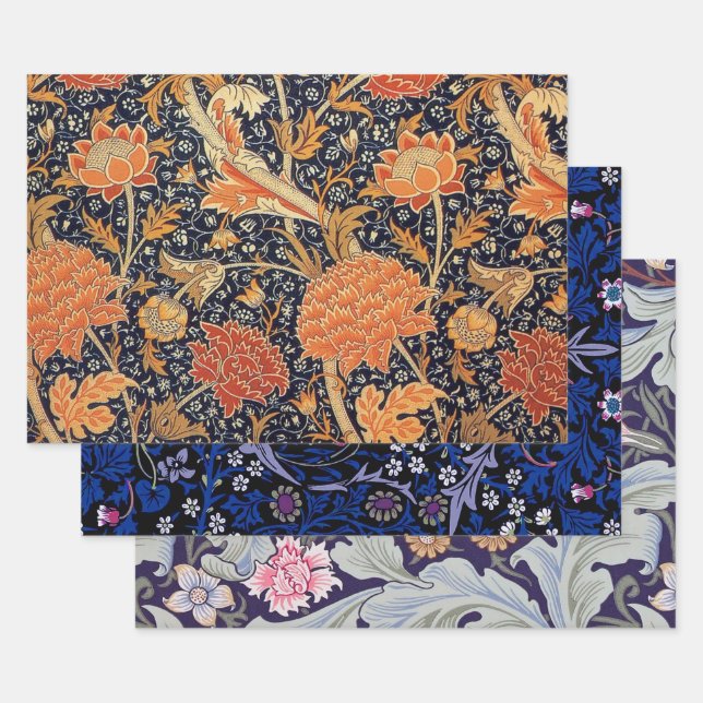 Feuille De Papier Cadeau William Morris, modèle floral (Lot)