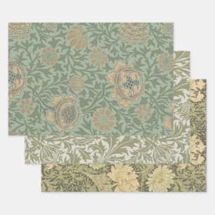 Feuille De Papier Cadeau William Morris motif floral Grafton vert sauge