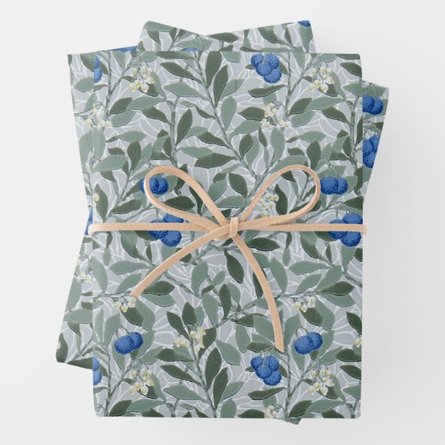 Feuille De Papier Cadeau William Morris, Myrtille (En situation)