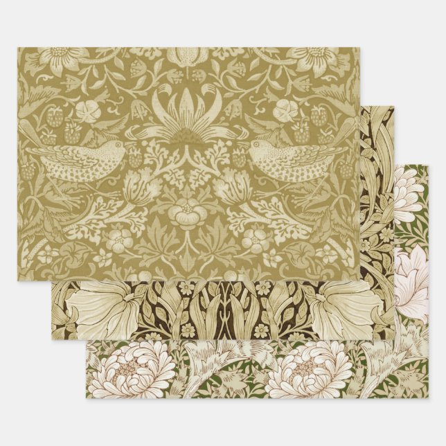Feuille De Papier Cadeau William Morris, Or (Lot)